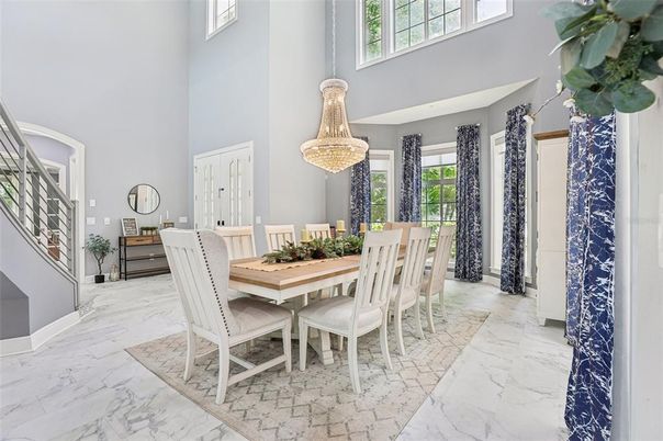 Chandelier, Dining room, Interior, Marble, Pendant Lights
