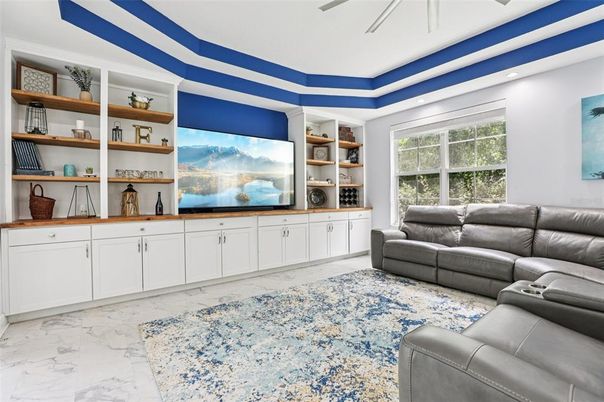 Home Theatre Room, Interior, Living room, Marble, Recessed Lighting