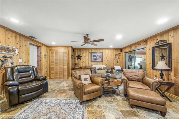 Interior, Living room, Recessed Lighting, Wooden Walls