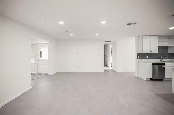 Empty room, Interior, Kitchen, Recessed Lighting