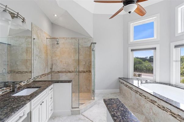 Bathroom, Dual Sink Vanities, Glass Shower, Interior, Recessed Lighting
