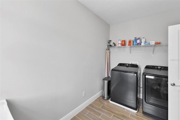 Interior, Washer, Wood Texture Flooring