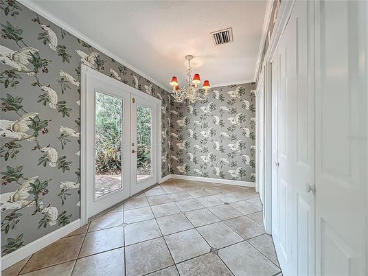 Chandelier, Empty room, Interior