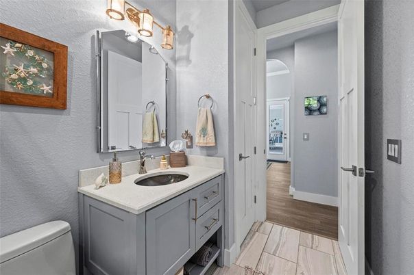Bathroom, Dual Sink Vanities, Interior, Wood Texture Flooring