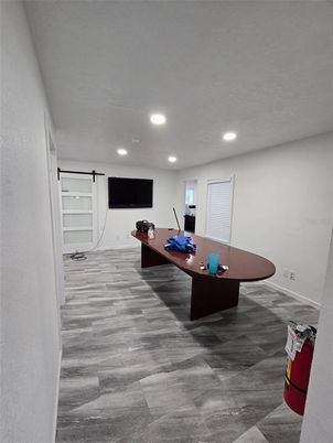 Home Office, Interior, Recessed Lighting, Wood Texture Flooring