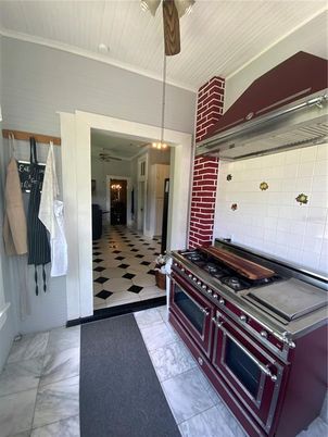 Interior, Kitchen, Marble, Pendant Lights, Stainless Steel Appliances