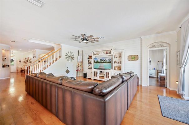 Interior, Living room, Recessed Lighting, Wood Texture Flooring