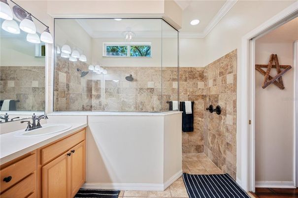 Bathroom, Glass Shower, Interior, Recessed Lighting