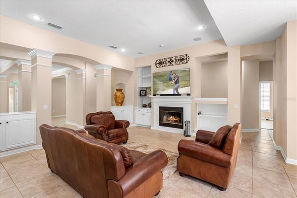 Fireplace, Interior, Living room, Recessed Lighting