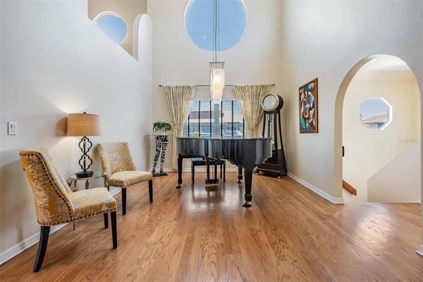 Interior, Pendant Lights, Piano, Wood Texture Flooring