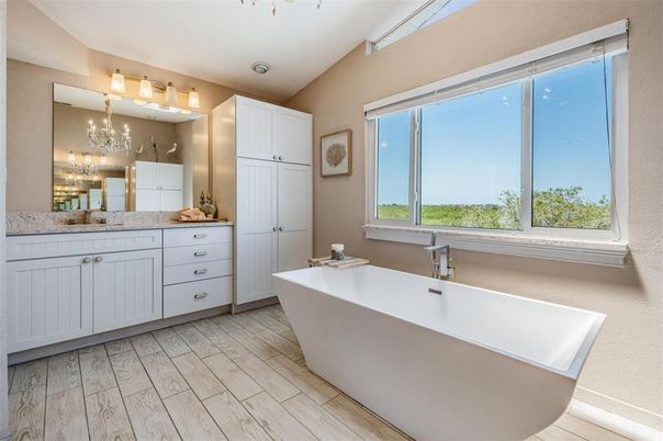 Bathroom, Free Standing Baths, Interior, Wood Texture Flooring