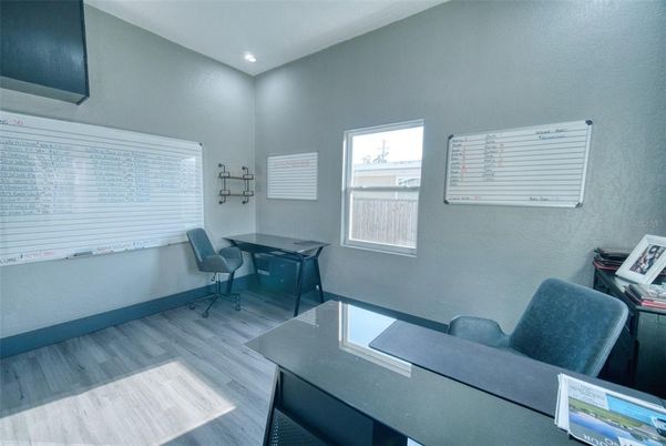 Home Office, Interior, Recessed Lighting, Wood Texture Flooring