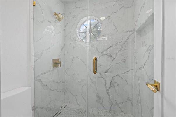 Bathroom, Glass Shower, Interior, Marble Walls