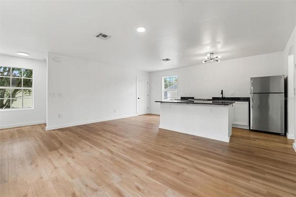 Interior, Kitchen, Recessed Lighting, Wood Texture Flooring