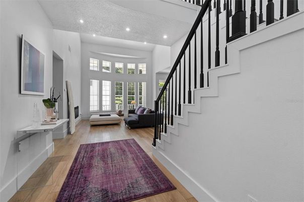 Interior, Living room, Recessed Lighting, Wood Texture Flooring