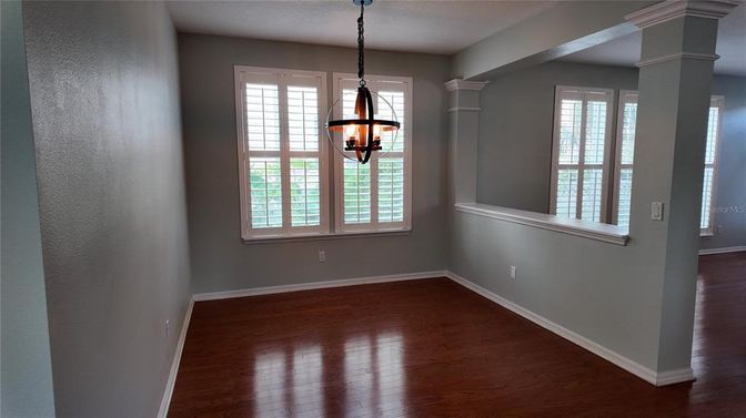 Empty room, Interior, Pendant Lights, Wood Texture Flooring