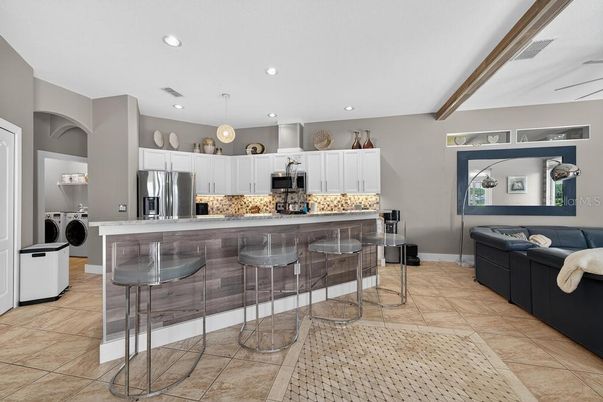 Interior, Kitchen, Pendant Lights, Recessed Lighting, Stainless Steel Appliances, Washer