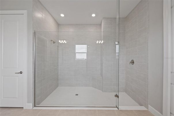 Bathroom, Glass Shower, Interior, Recessed Lighting