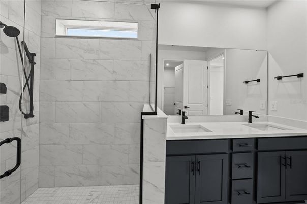 Bathroom, Dual Sink Vanities, Interior, Marble Walls