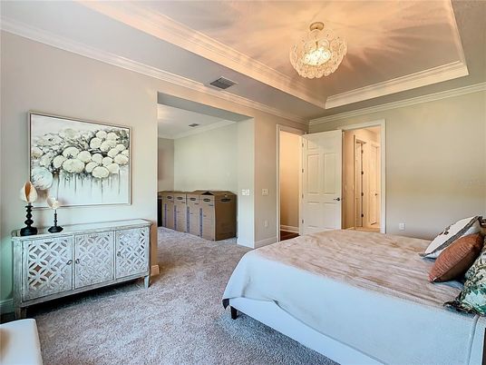 Bedroom, Chandelier, Interior