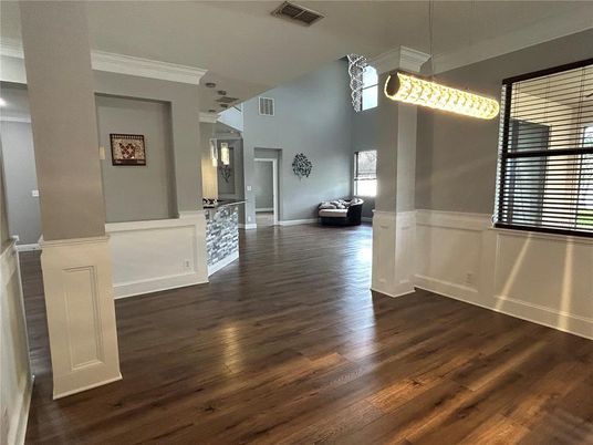Interior, Pendant Lights, Wood Texture Flooring