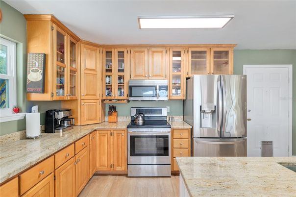 Interior, Kitchen, Stainless Steel Appliances, Wood Texture Flooring