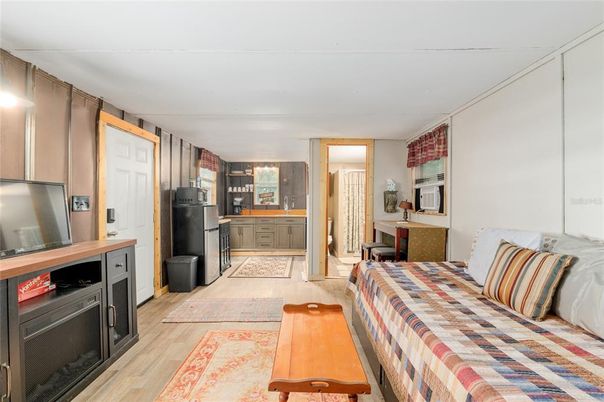 Bedroom, Interior, Kitchen, Stainless Steel Appliances, Wood Texture Flooring