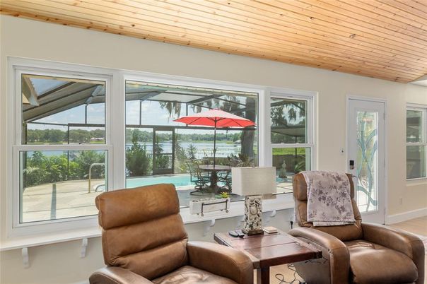 Interior, Living room, Sun Room, Water, Wooden Ceilings, Wood Texture Flooring