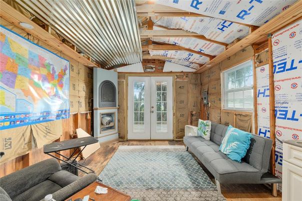 Interior, Living room, Wood Texture Flooring, Wooden Walls