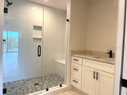 Bathroom, Glass Shower, Interior, Recessed Lighting