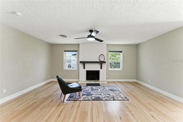 Fireplace, Interior, Wood Texture Flooring
