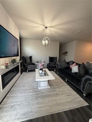 Interior, Living room, Pendant Lights, Wood Texture Flooring