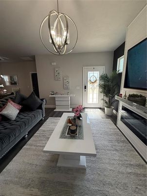 Interior, Living room, Pendant Lights, Wood Texture Flooring