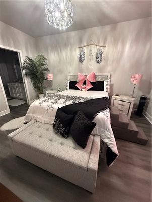 Bedroom, Chandelier, Interior