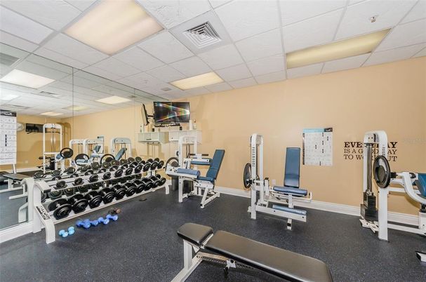 Fitness Equipment, Gym, Interior, Recessed Lighting