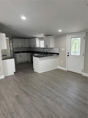 Interior, Kitchen, Recessed Lighting, Wood Texture Flooring