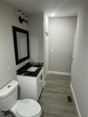 Bathroom, Interior, Recessed Lighting, Wood Texture Flooring