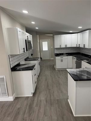 Interior, Kitchen, Recessed Lighting, Wood Texture Flooring