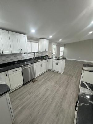 Interior, Kitchen, Recessed Lighting, Wood Texture Flooring