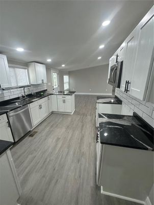 Interior, Kitchen, Recessed Lighting, Wood Texture Flooring