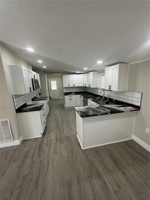 Interior, Kitchen, Recessed Lighting, Wood Texture Flooring