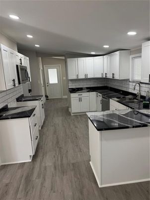 Interior, Kitchen, Recessed Lighting, Wood Texture Flooring