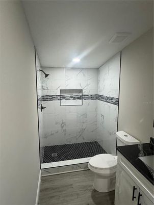Bathroom, Interior, Marble Walls, Wood Texture Flooring