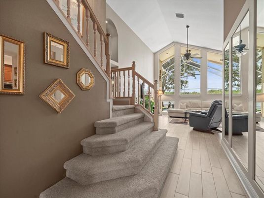 Interior, Living room, Pendant Lights, Water, Wood Texture Flooring