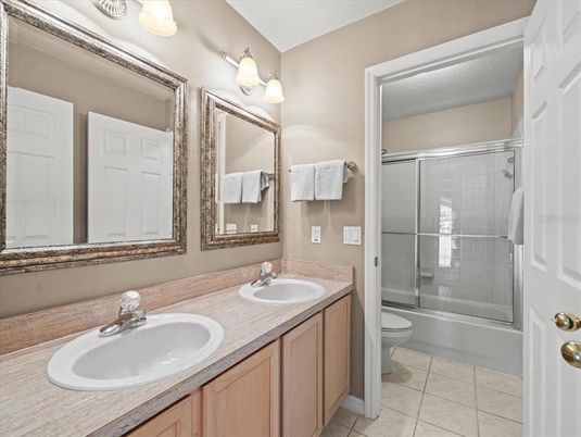 Bathroom, Dual Sink Vanities, Glass Shower, Interior