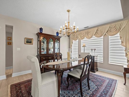 Chandelier, Dining room, Interior, Wood Texture Flooring