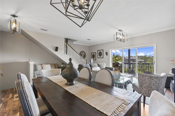 Chandelier, Dining room, Interior, Living room, Pendant Lights, Wood Texture Flooring