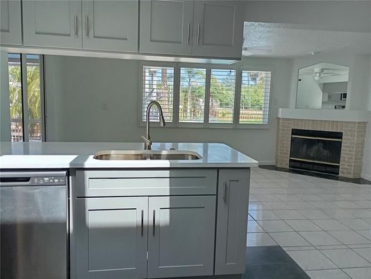 Fireplace, Interior, Kitchen, Stainless Steel Appliances