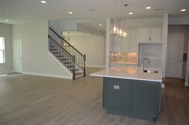 Interior, Kitchen, Pendant Lights, Recessed Lighting, Wood Texture Flooring