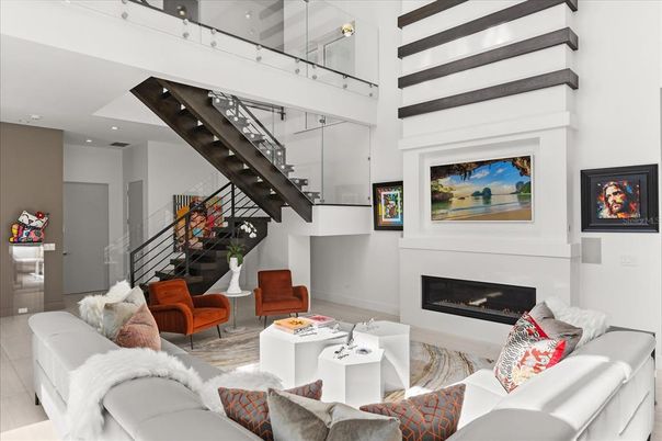 Fireplace, Interior, Living room, Recessed Lighting
